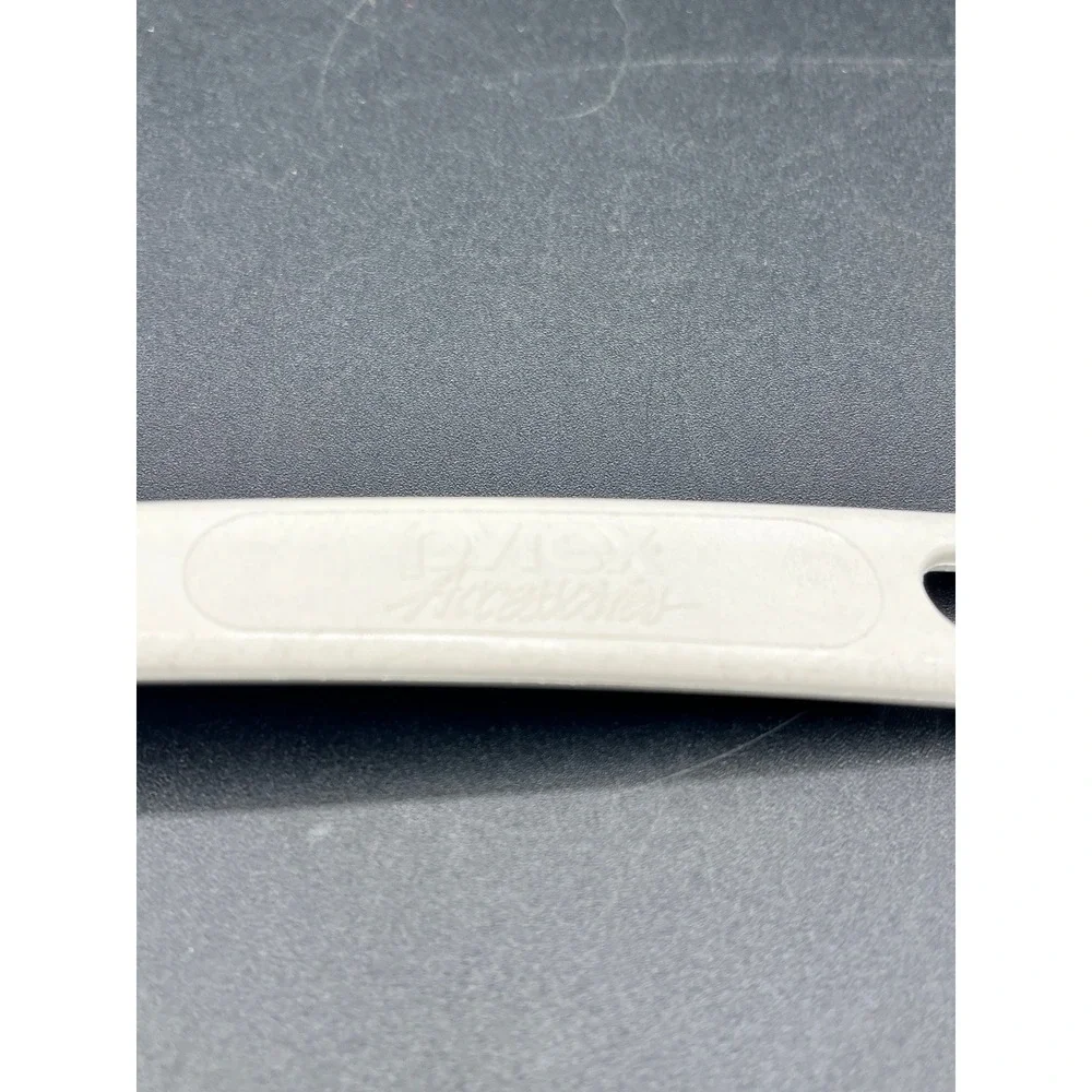 Vtg Pyrex Accessories Heavy Slotted Spoon Almond Cream Plastic Made in USA 11.5